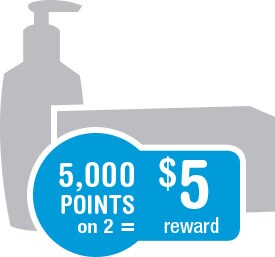 Earn more when you shop points offers. 5,000 points on 2 = $5 reward.