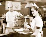 Walgreens employees working at soda fountain