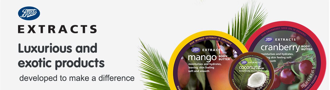 Boots Extracts. Luxurious and exotic products developed to make a difference.