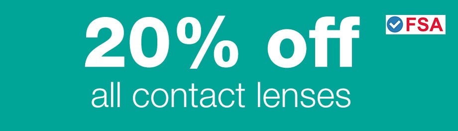 FSA Approved. 20% OFF Contact Lenses.