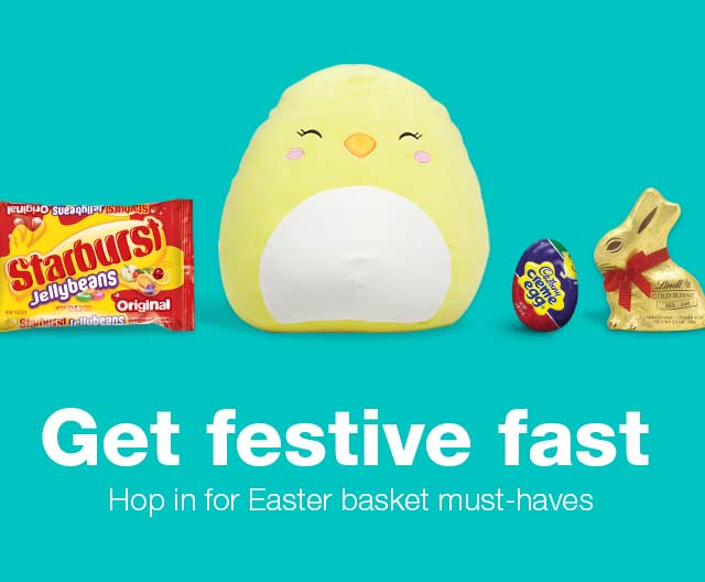 Get festive fast. Hop in for Easter basket must-haves.