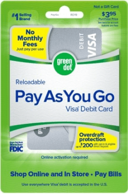 Green Dot(R) Reloadable Pay As You Go Visa(R) Debit Card