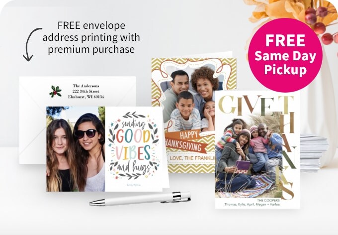 FREE envelope address printing with premium purchase. FREE Same Day Pickup.