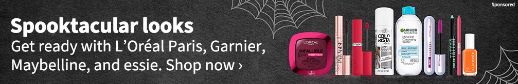 Spooktacular looks. Get ready with L'Oreal Paris, Garnier, Maybelline, and essie. Shop now. Sponsored.