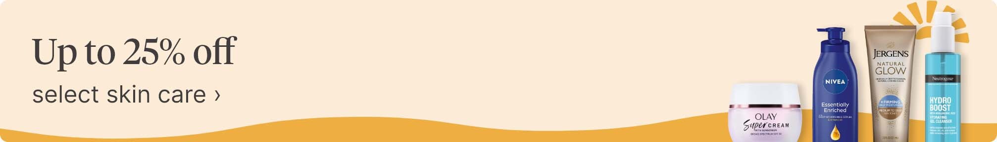 Up to 25% off select skin care.
