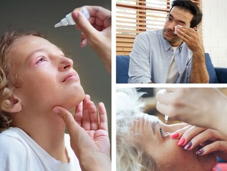 Person touching eye