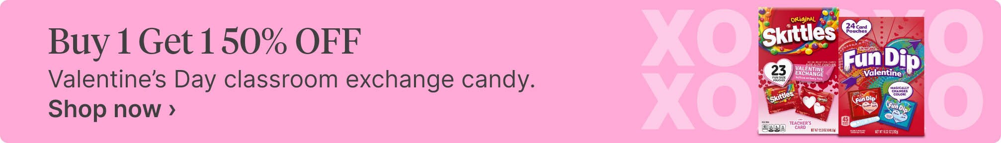 Buy 1 Get 1 50% off Valentine's Day classroom exchange candy. Shop now.